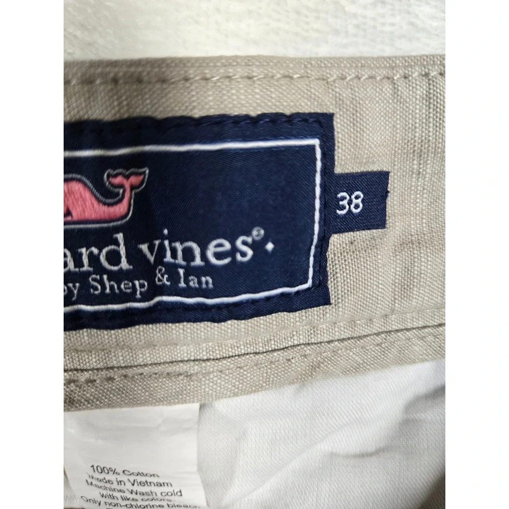 Vineyard Vines Mens Khaki Tan Crosshatch Cotton Flat Front Shorts 38 Coastal‎